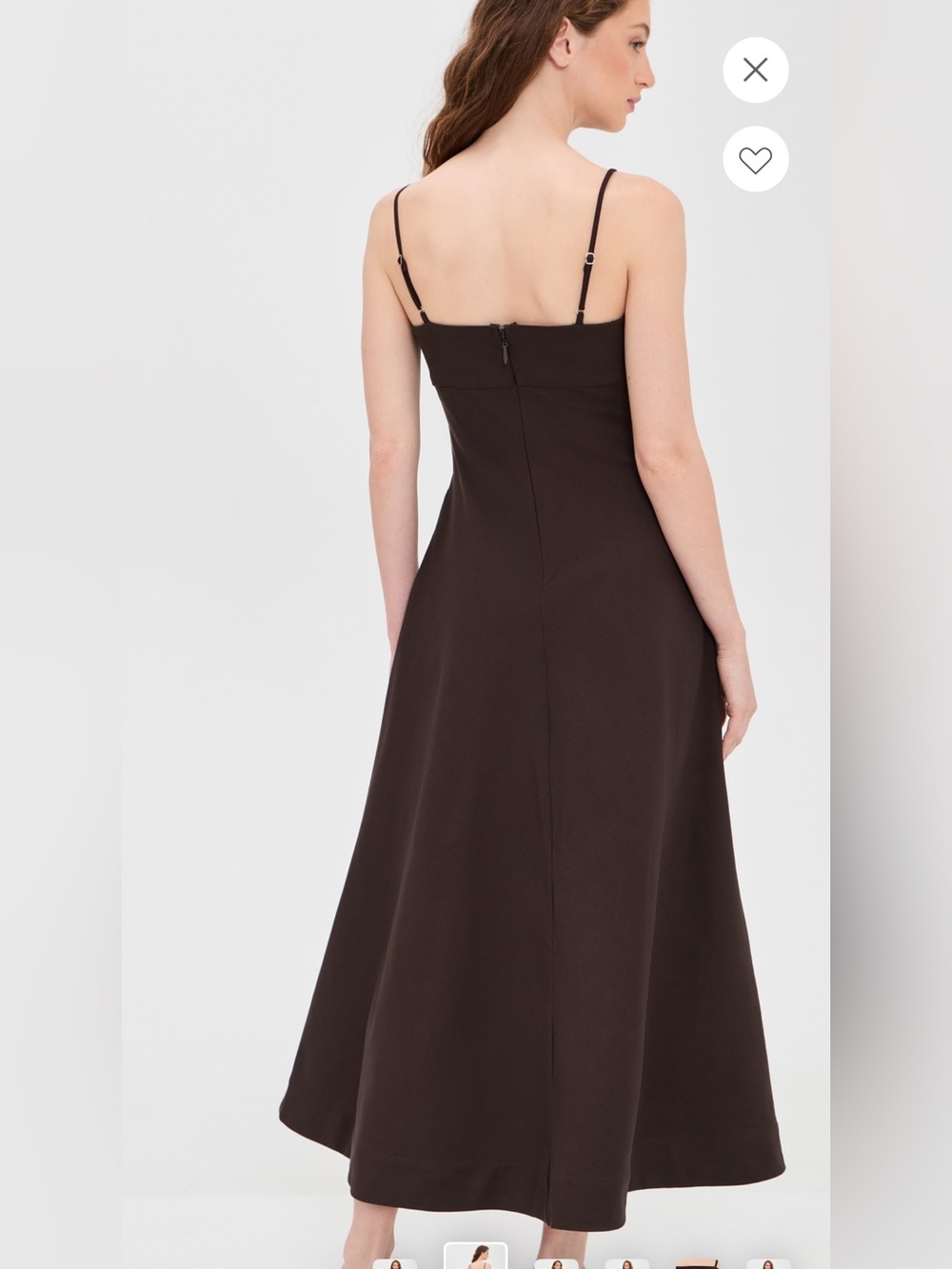 Line and Dot Classic Brown Spaghetti Strap Midi Dress - Picture 6 of 8